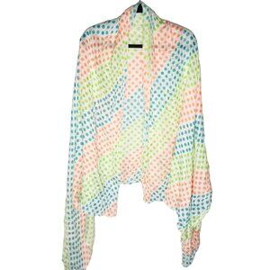 collection 18 scarf dot new with tags sheer white multi color rayon os READ NEW